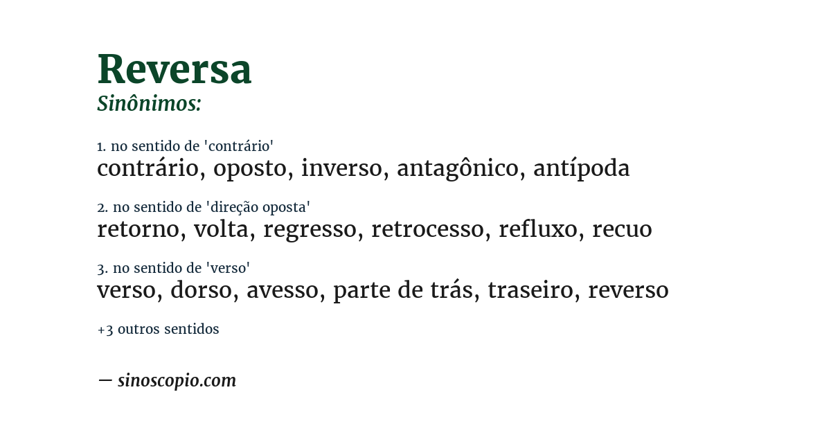 Sinônimo de reversa