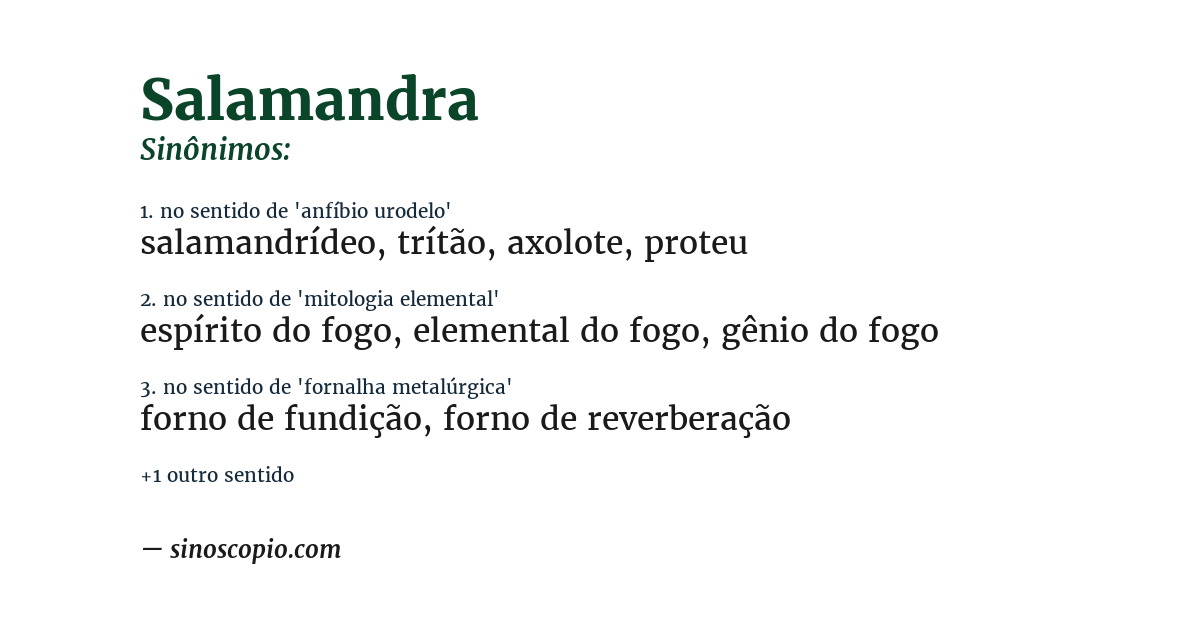 Sinônimo de salamandra