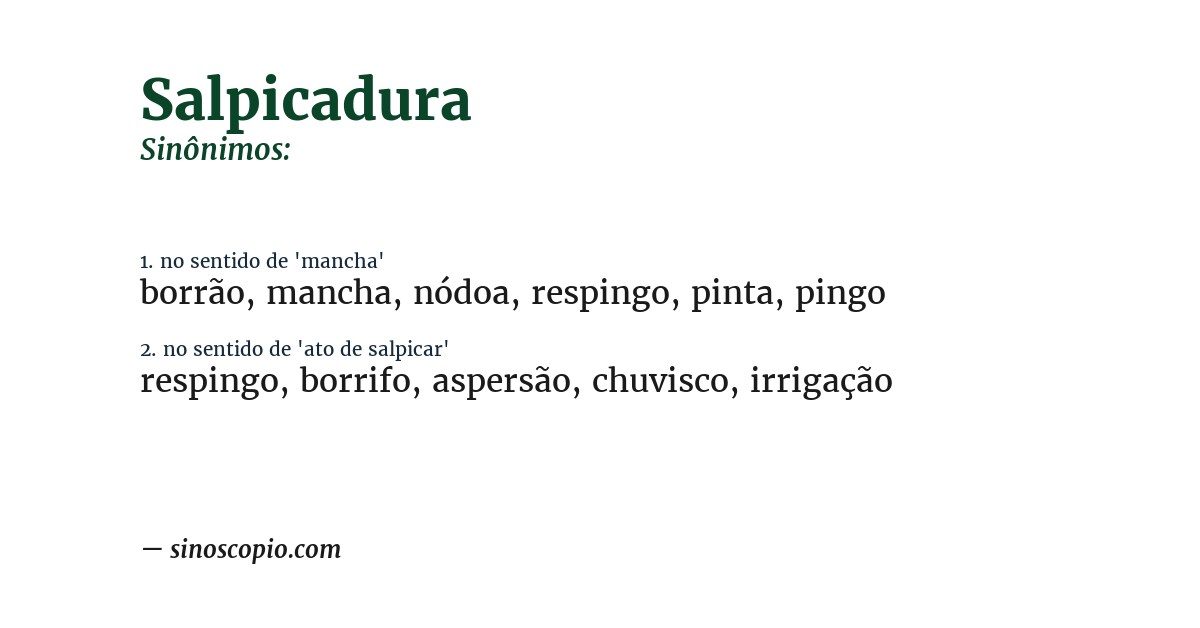 Sinônimo de salpicadura