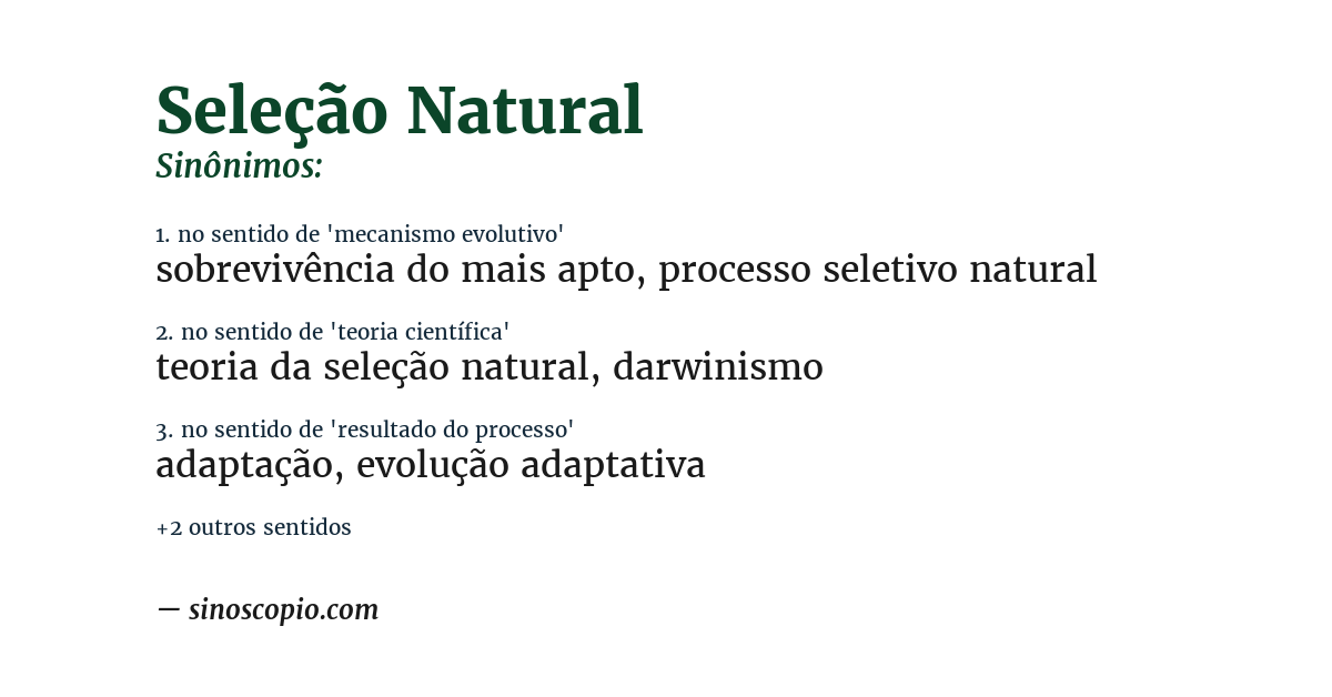 Sinônimo de seleção natural