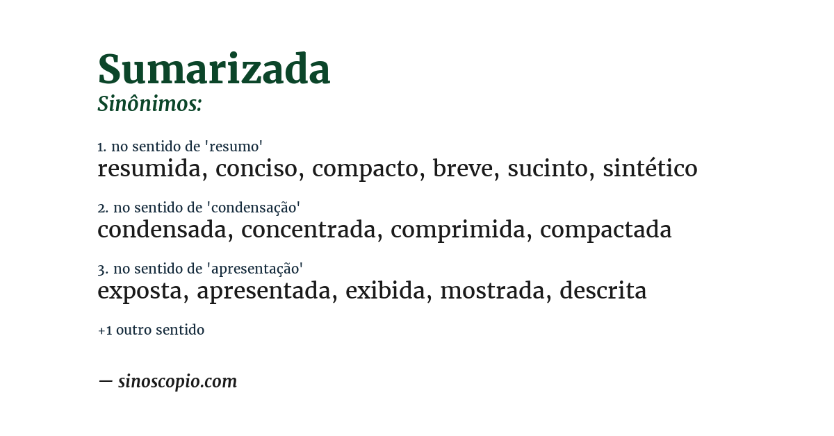 Sinônimo de sumarizada
