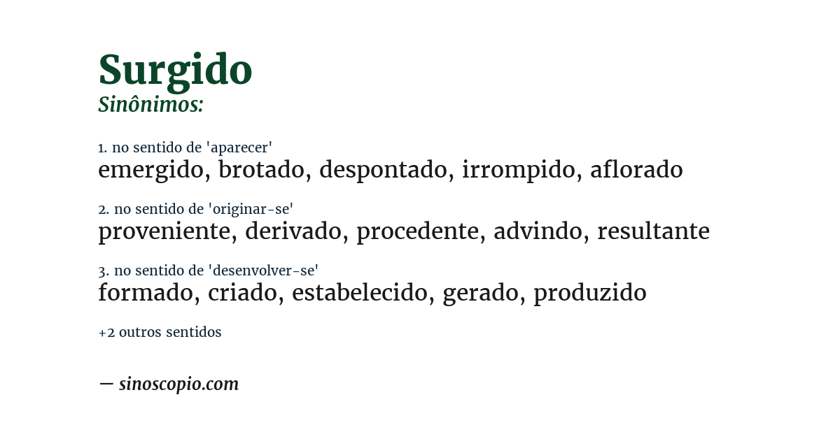 Sinônimo de surgido