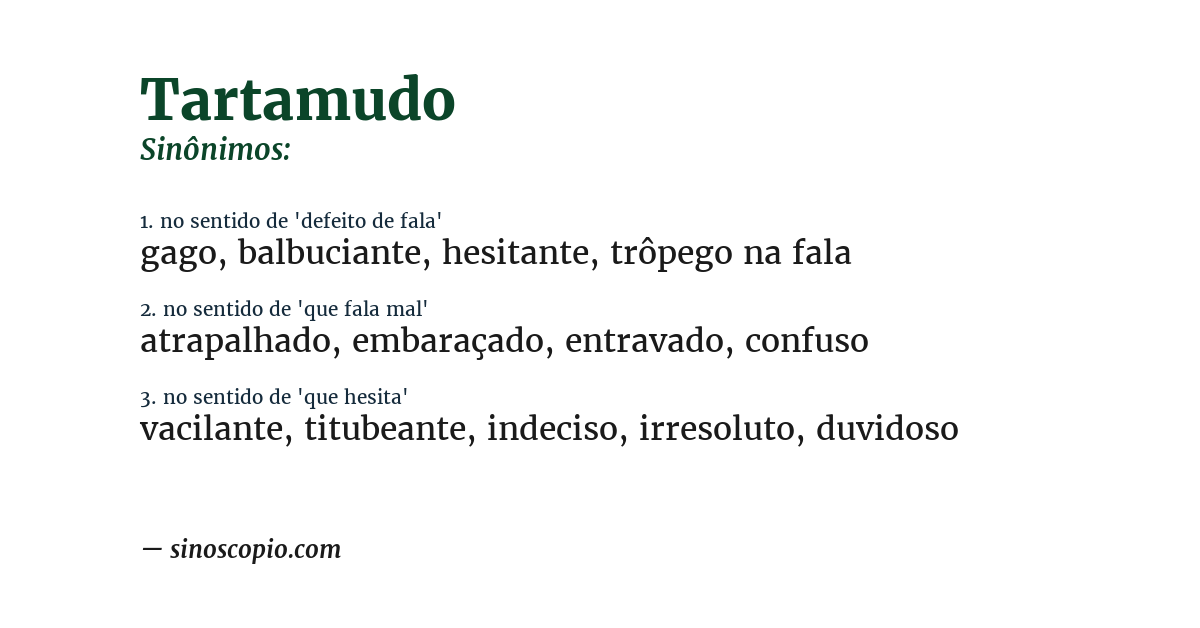 Sinônimo de tartamudo