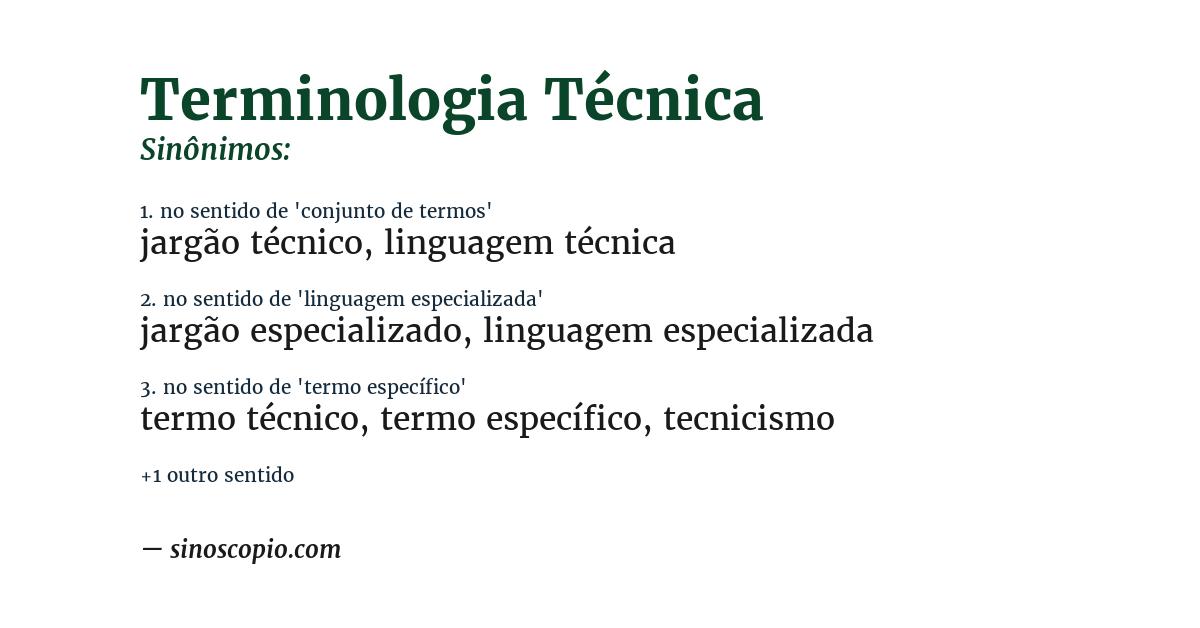 Sinônimo de terminologia técnica