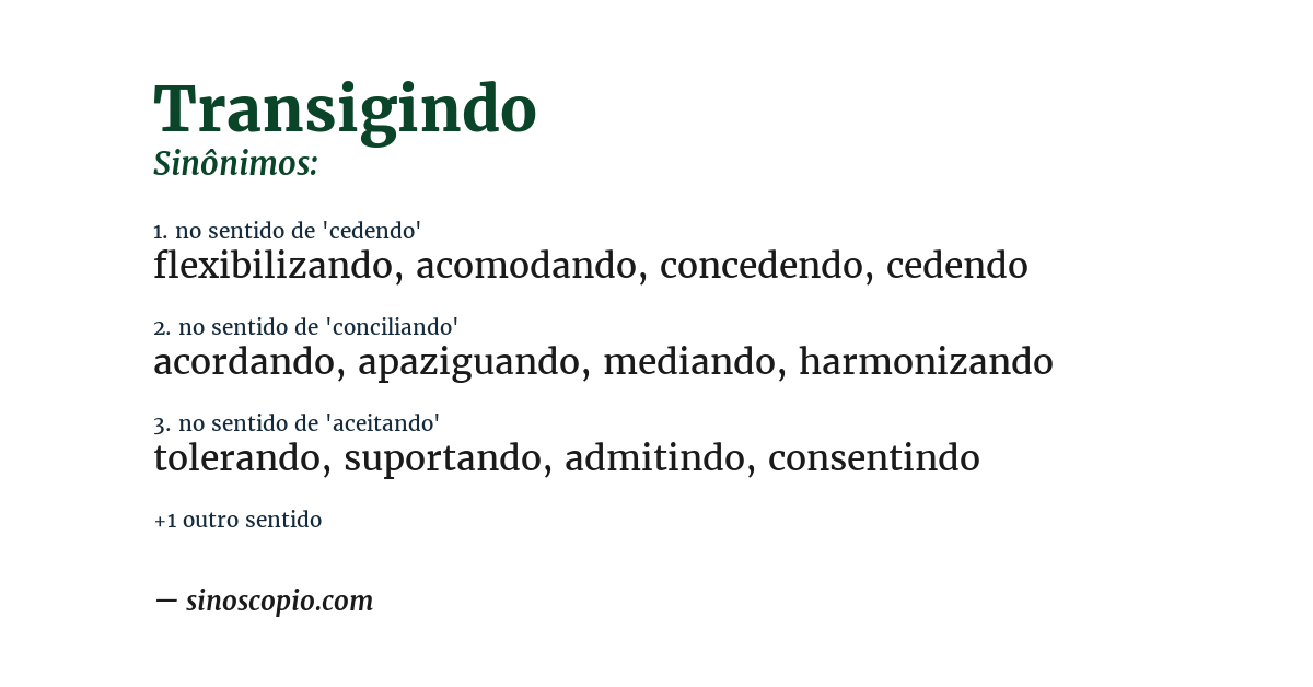 Sinônimo de transigindo