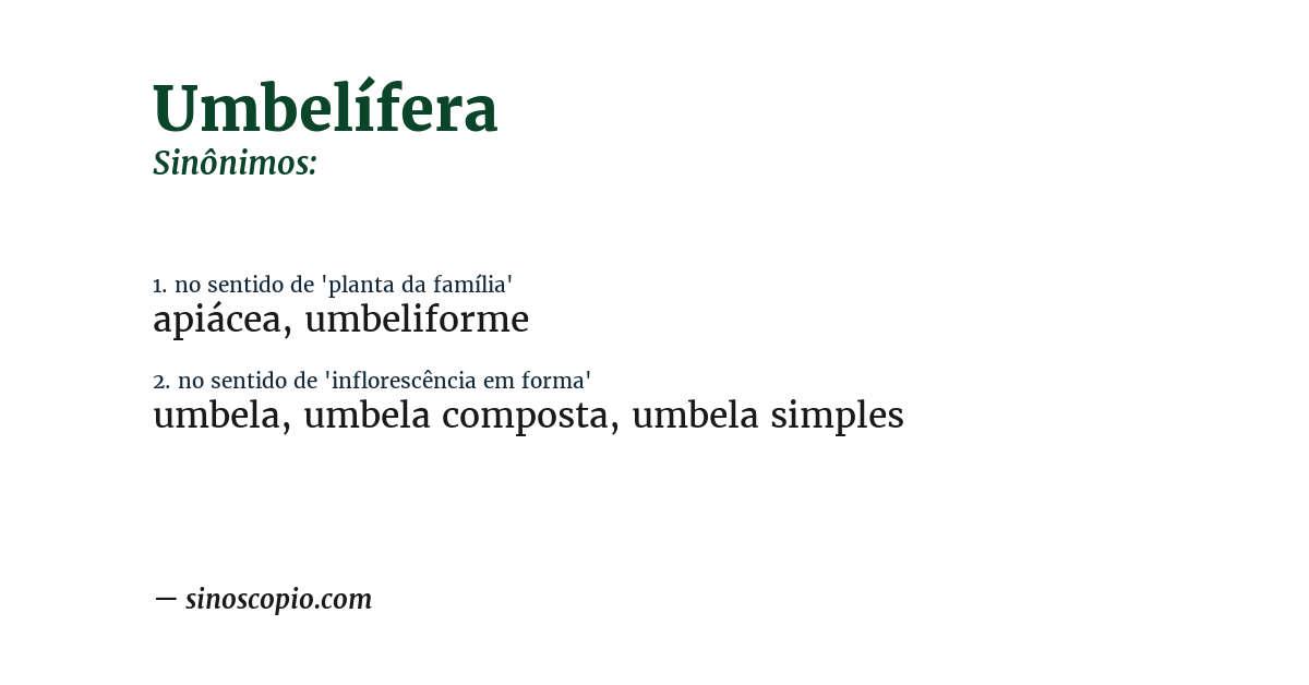 Sinônimo de umbelífera