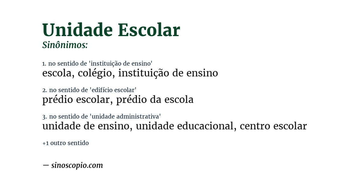 Sinônimo de unidade escolar