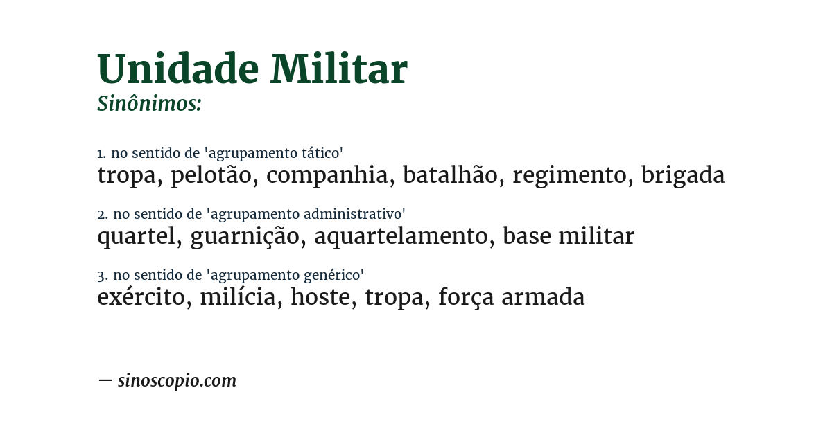 Sinônimo de unidade militar