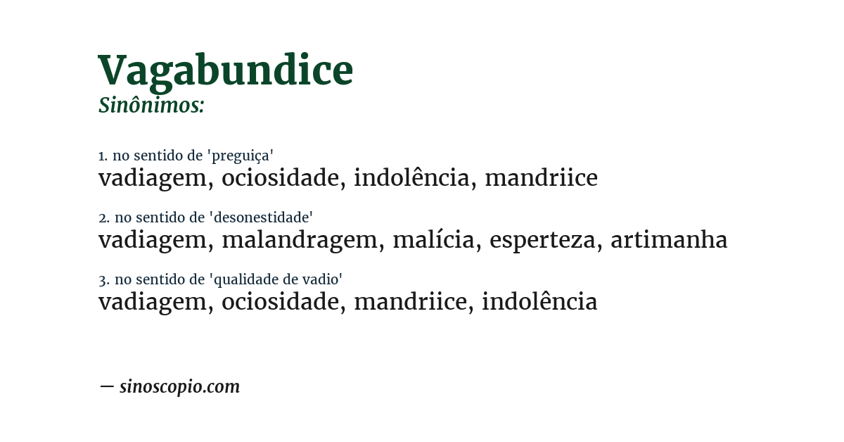 Sinônimo de vagabundice
