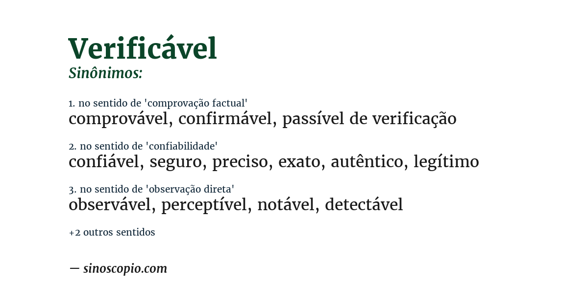 Sinônimo de verificável