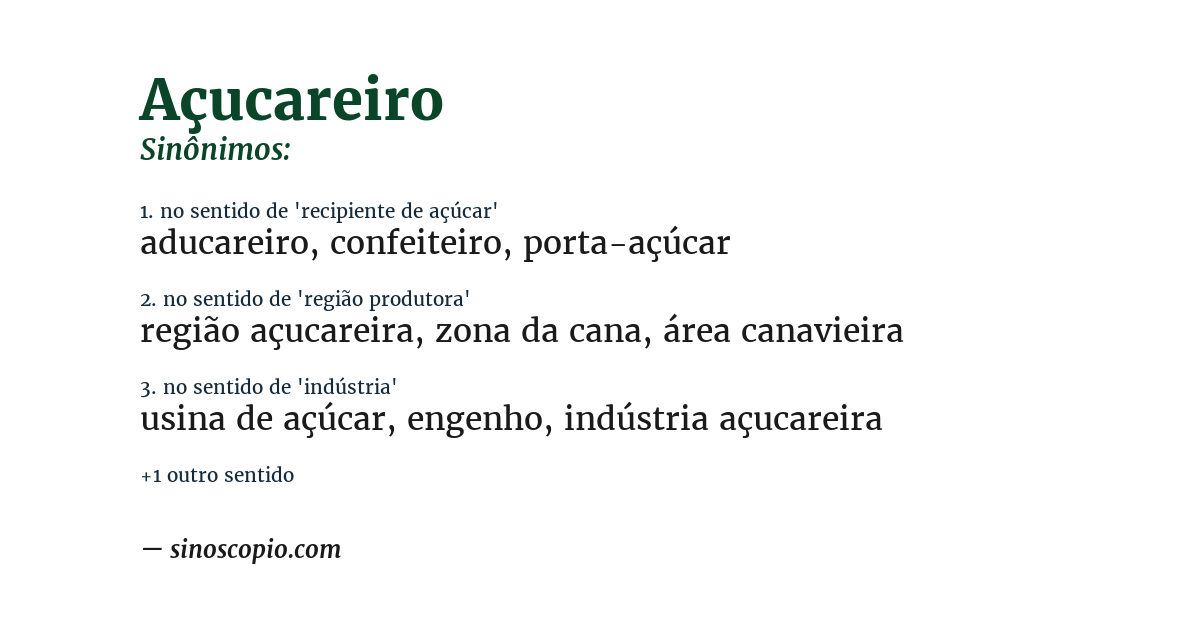 Sinônimo de açucareiro