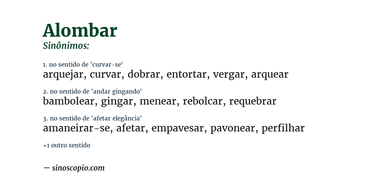 Sinônimo de alombar