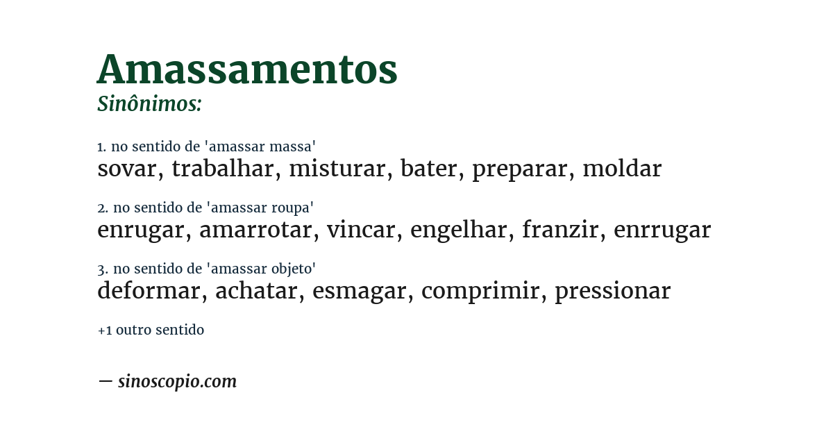 Sinônimo de amassamentos