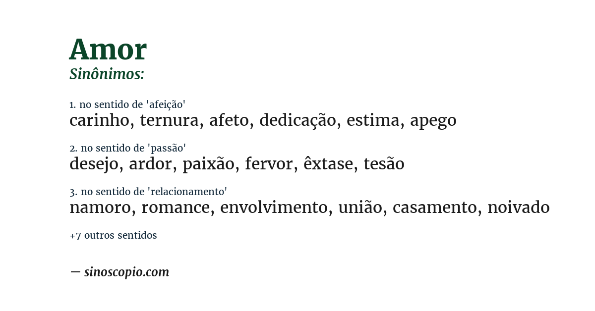 Sinônimo de amor