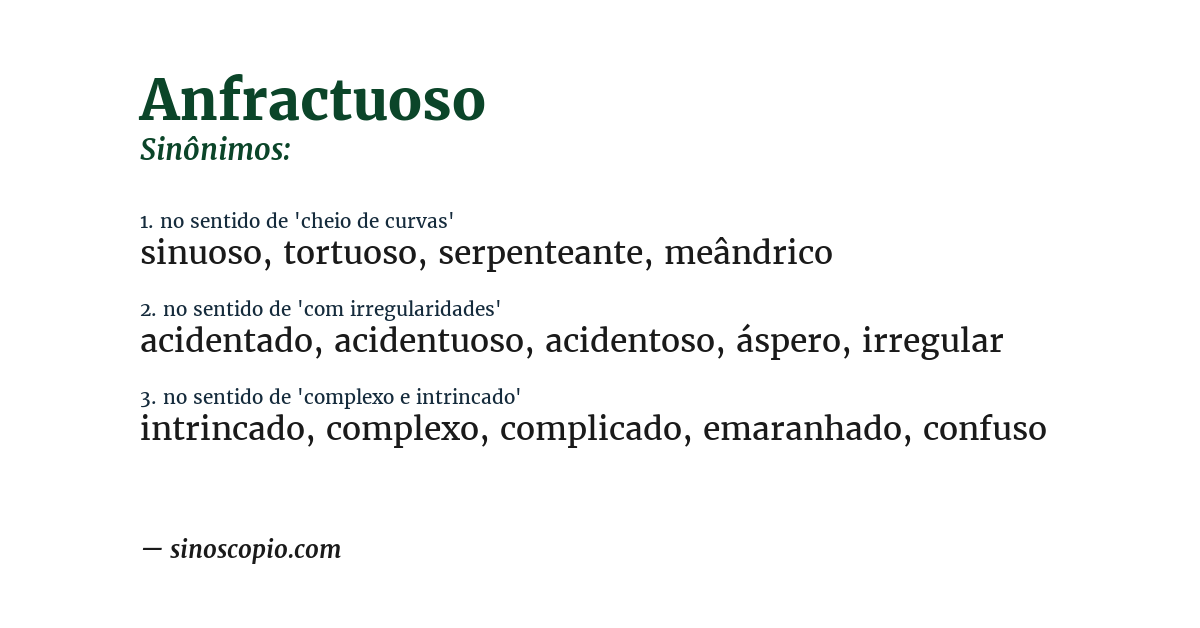 Sinônimo de anfractuoso