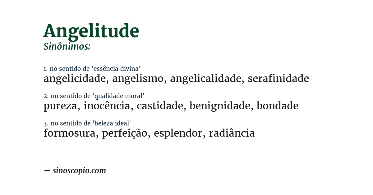 Sinônimo de angelitude