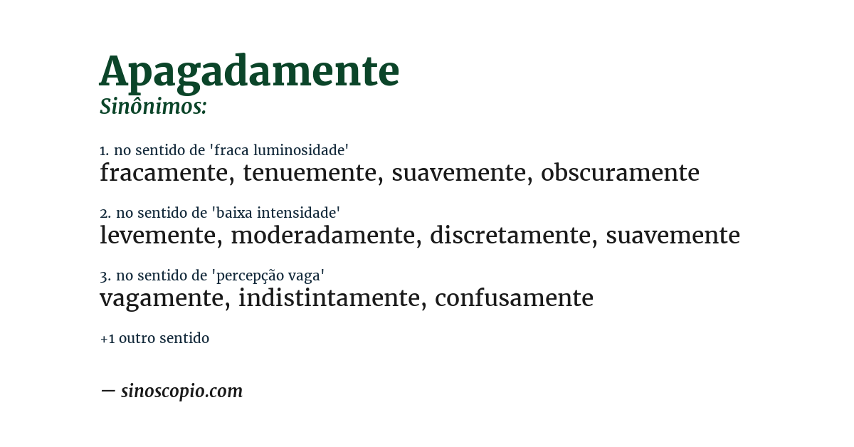 Sinônimo de apagadamente