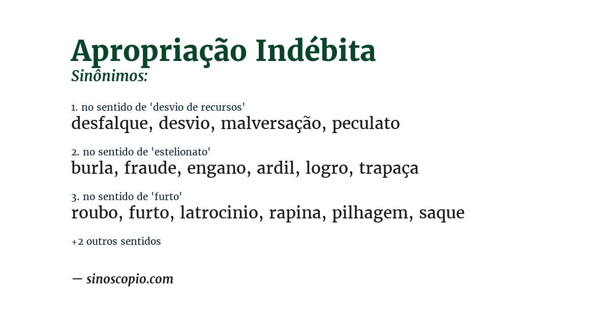 Sinônimo de apropriação indébita
