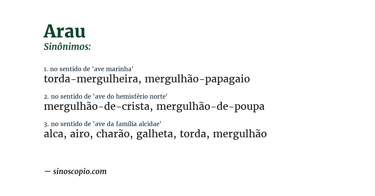 Sinônimo de arau