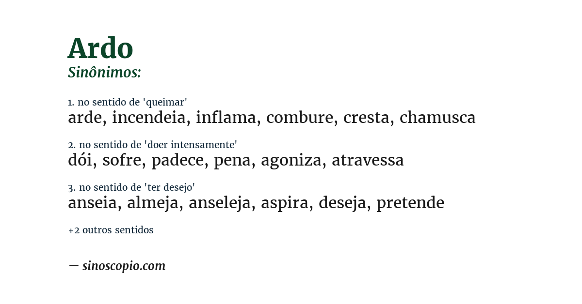Sinônimo de ardo