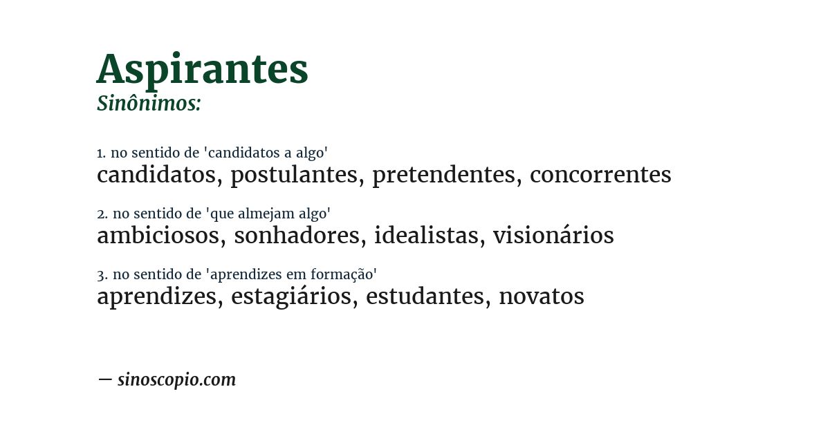 Sinônimo de aspirantes