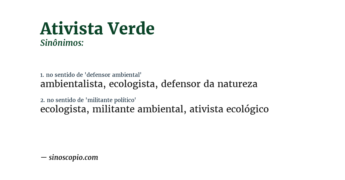 Sinônimo de ativista verde