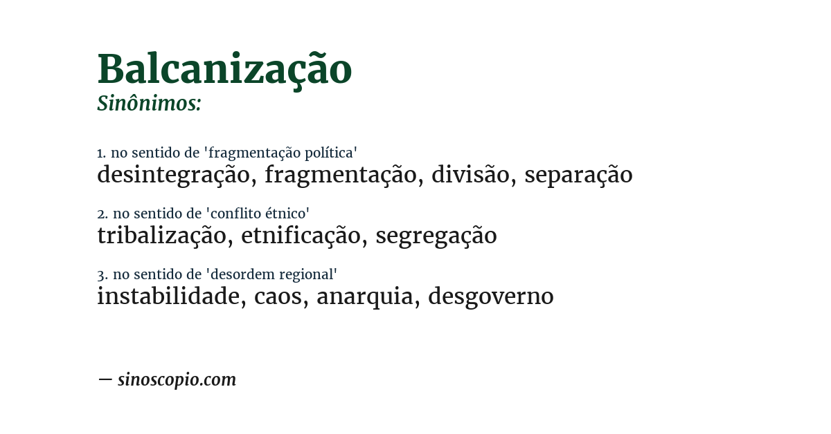 Sinônimo de balcanização