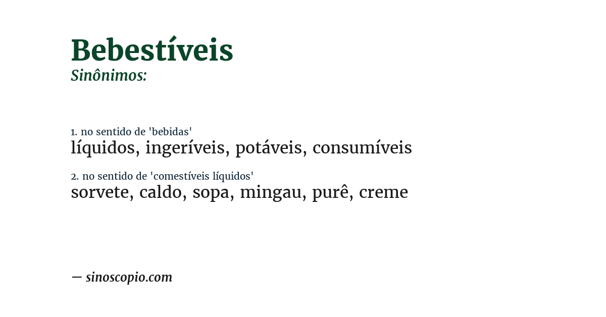 Sinônimo de bebestíveis