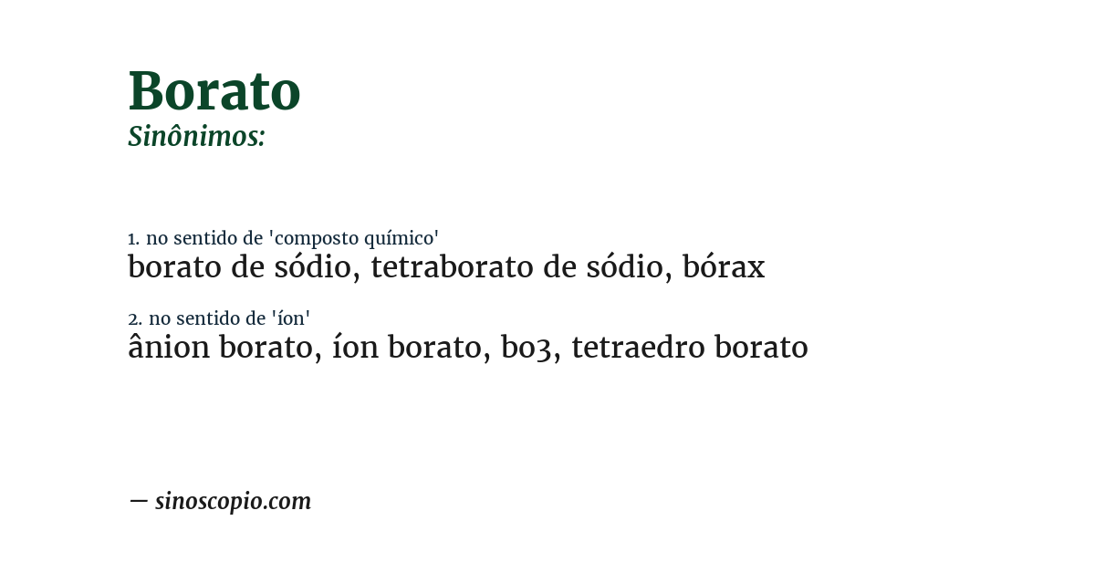 Sinônimo de borato