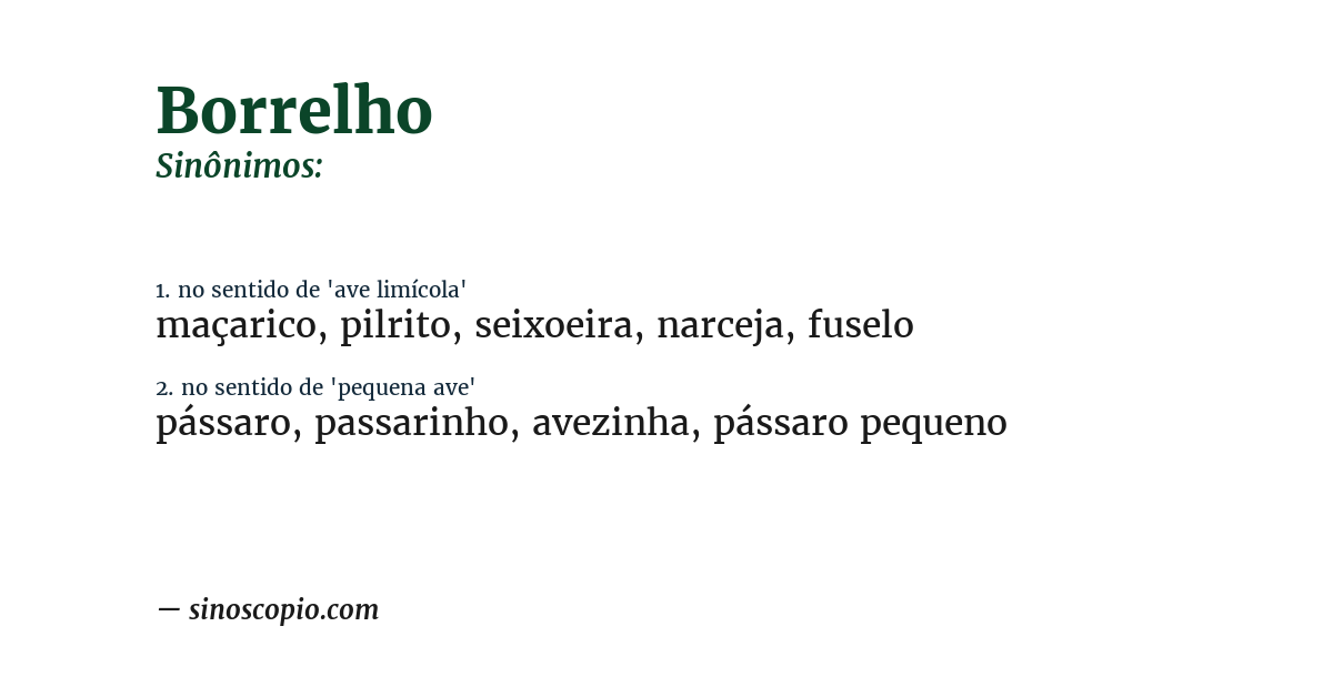 Sinônimo de borrelho