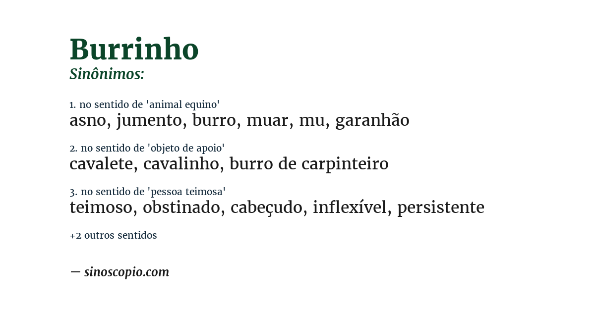 Sinônimo de burrinho