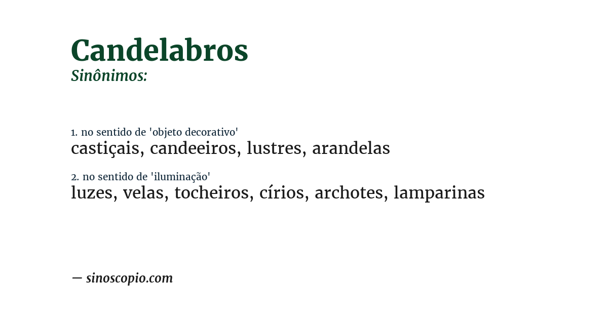 Sinônimo de candelabros