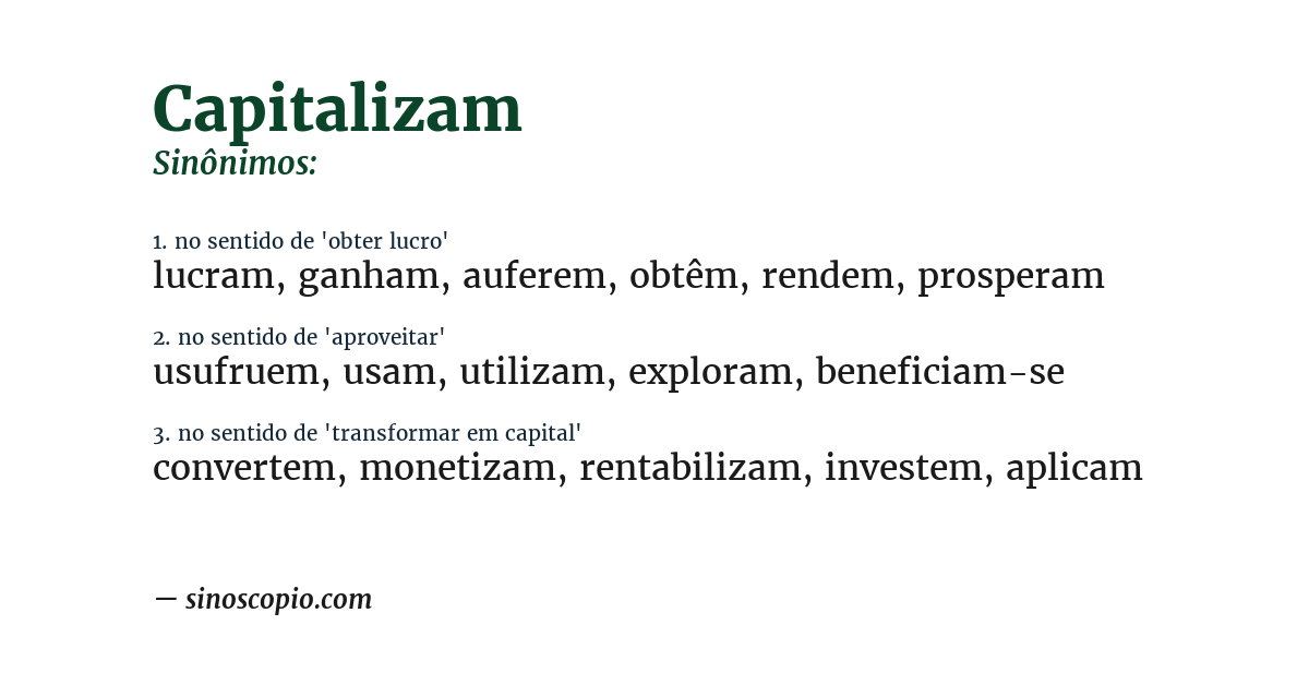 Sinônimo de capitalizam