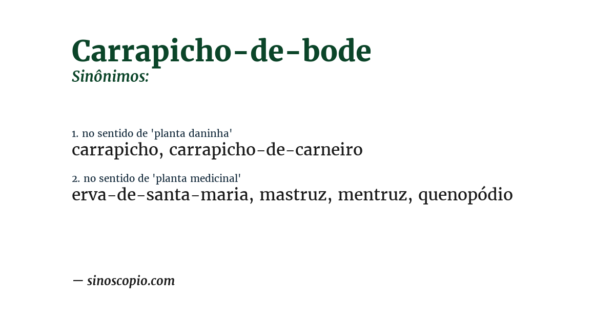 Sinônimo de carrapicho-de-bode