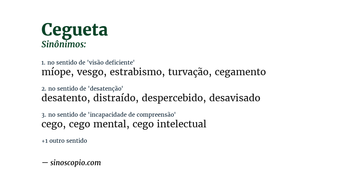 Sinônimo de cegueta