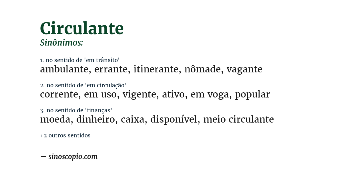 Sinônimo de circulante