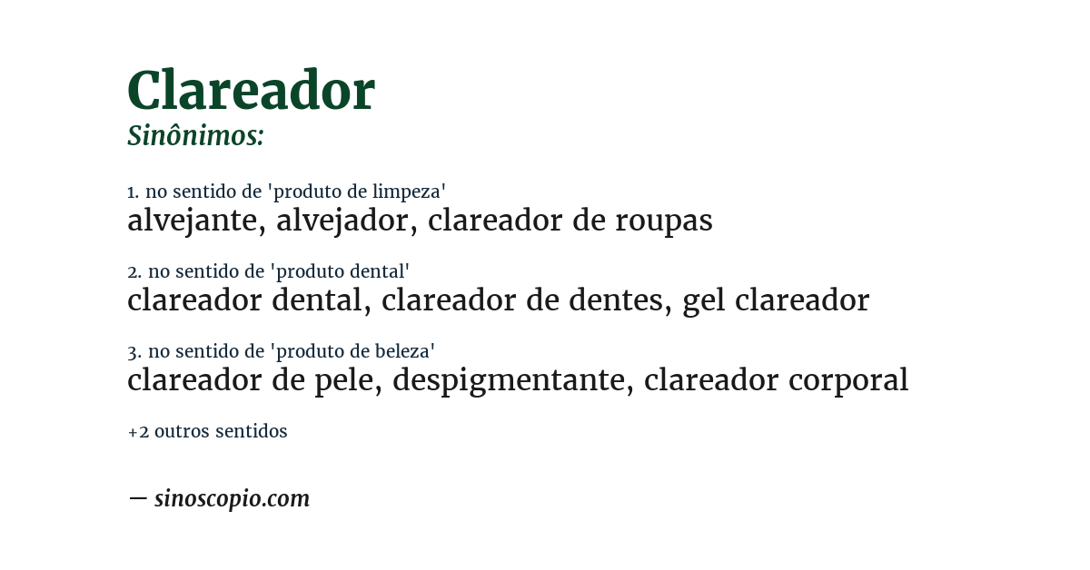 Sinônimo de clareador
