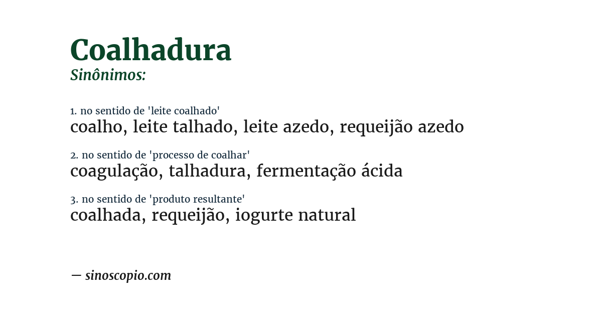 Sinônimo de coalhadura