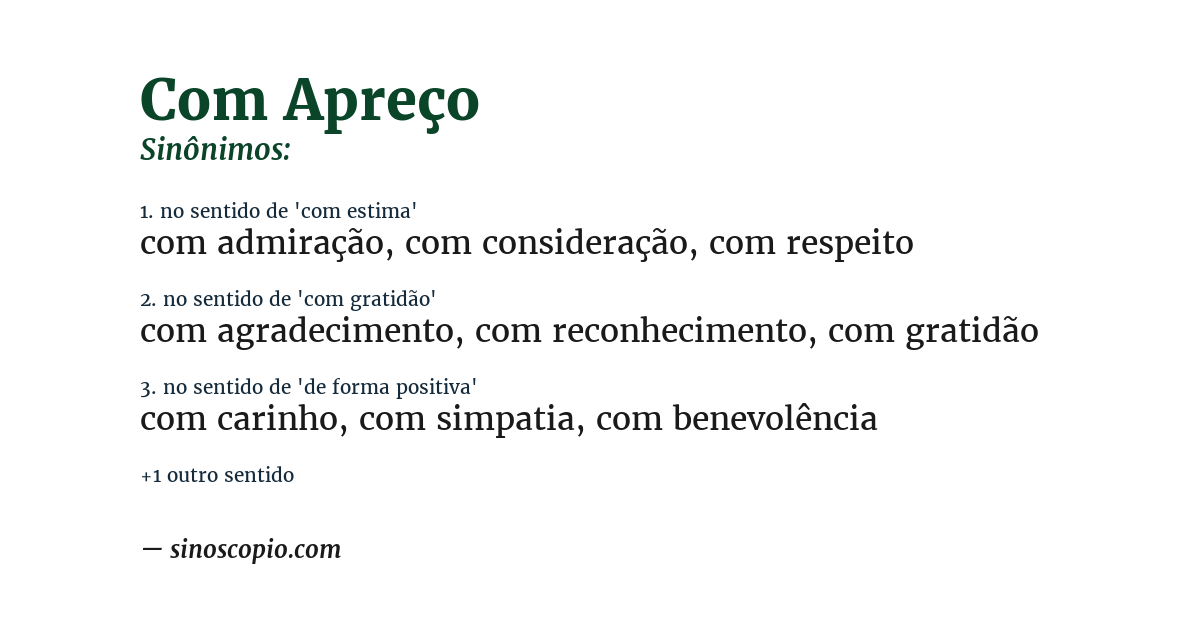 Sinônimo de com apreço