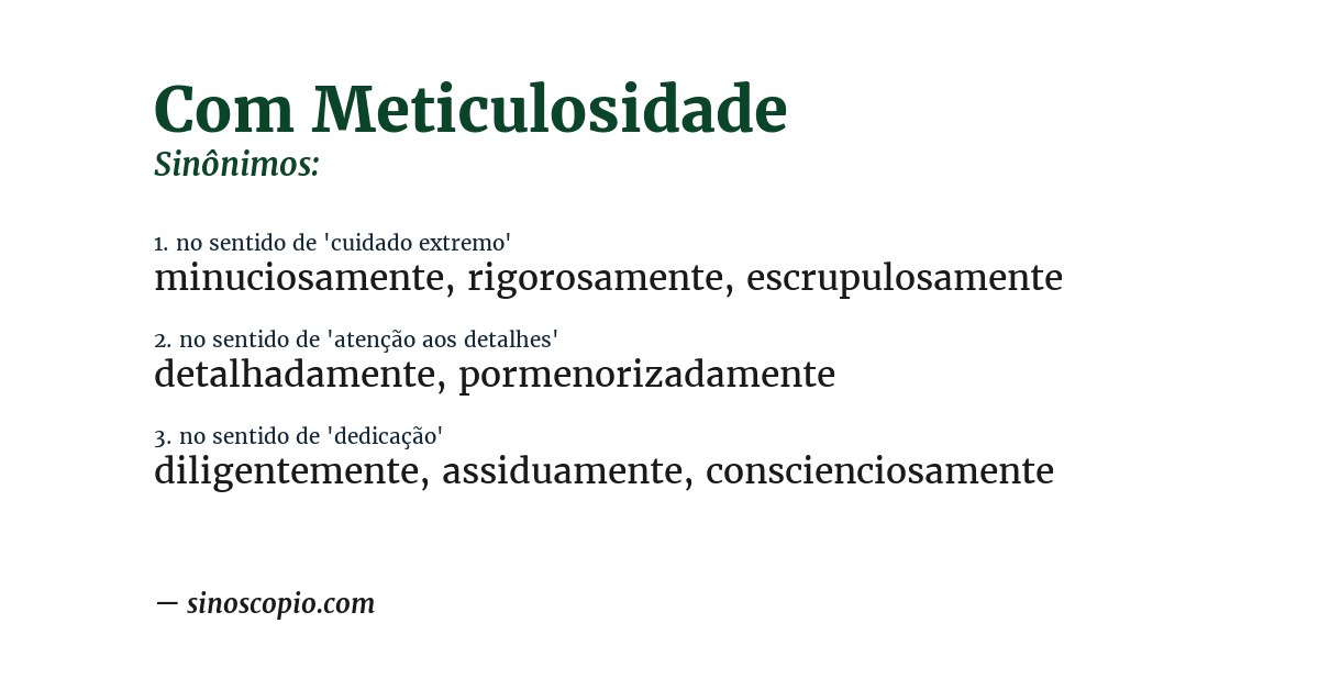 Sinônimo de com meticulosidade