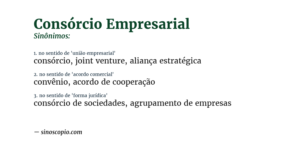 Sinônimo de consórcio empresarial