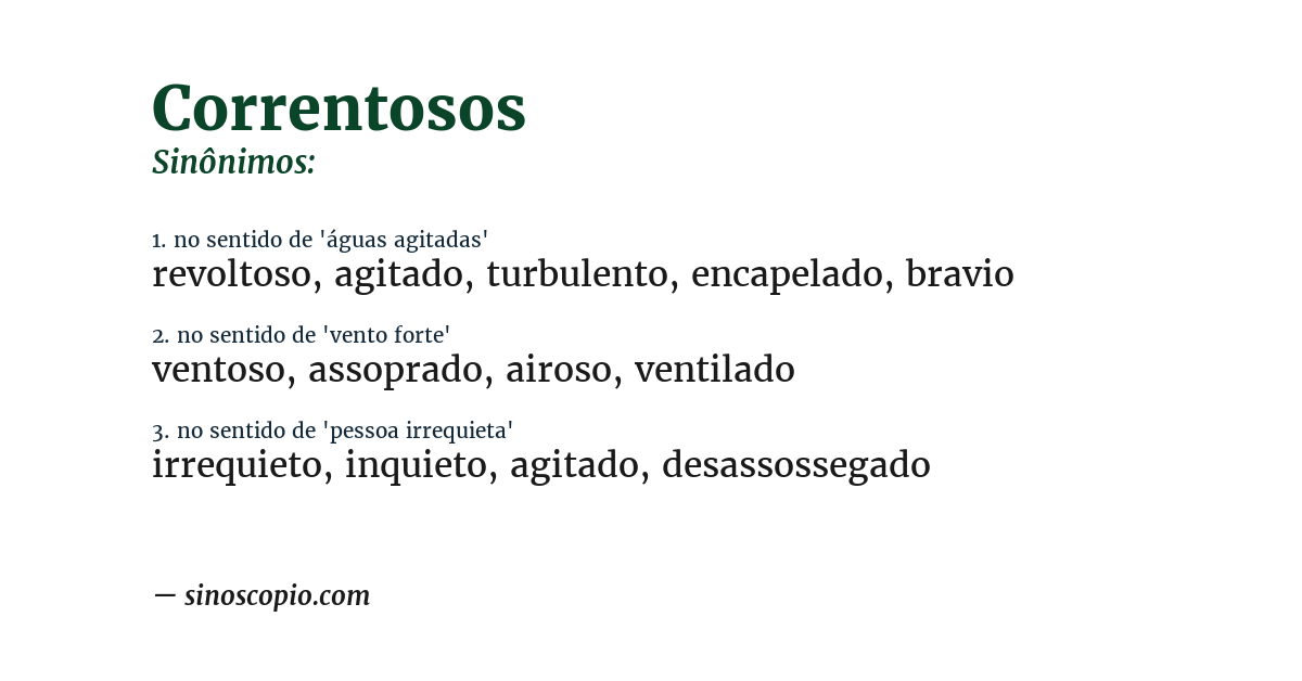 Sinônimo de correntosos