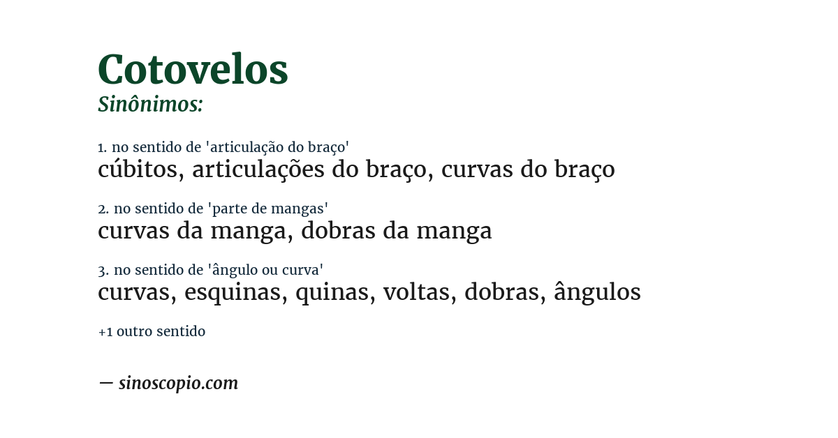 Sinônimo de cotovelos