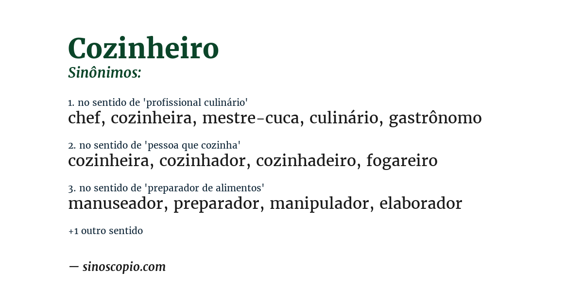 Sinônimo de cozinheiro