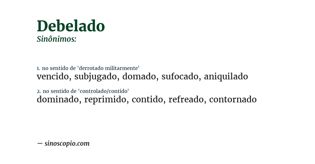 Sinônimo de debelado
