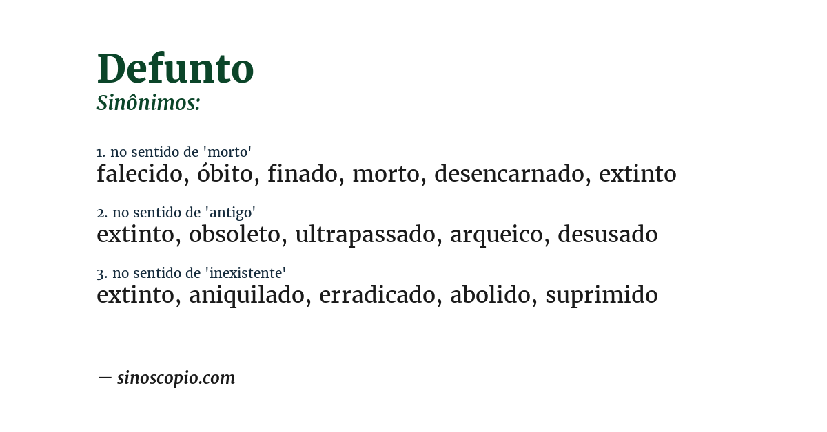 Sinônimo de defunto
