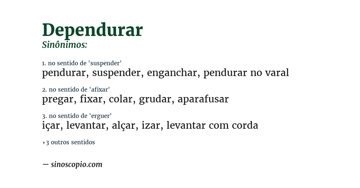 Sinônimo de dependurar