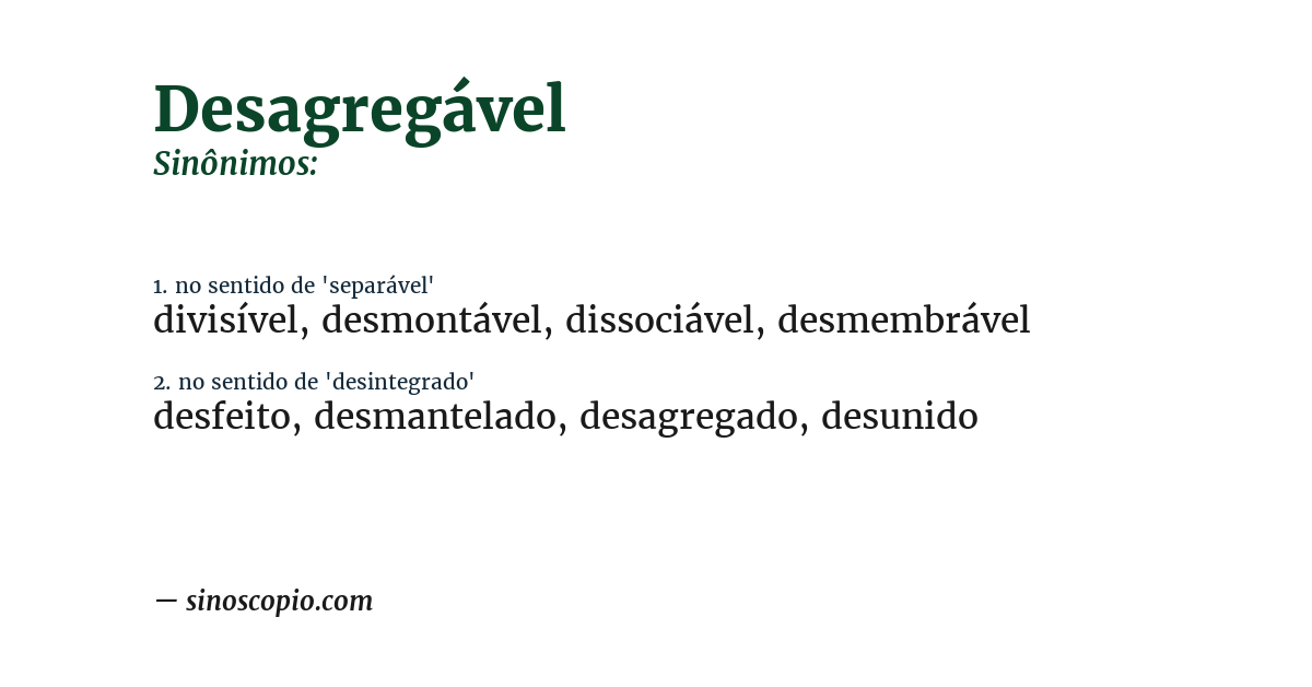 Sinônimo de desagregável