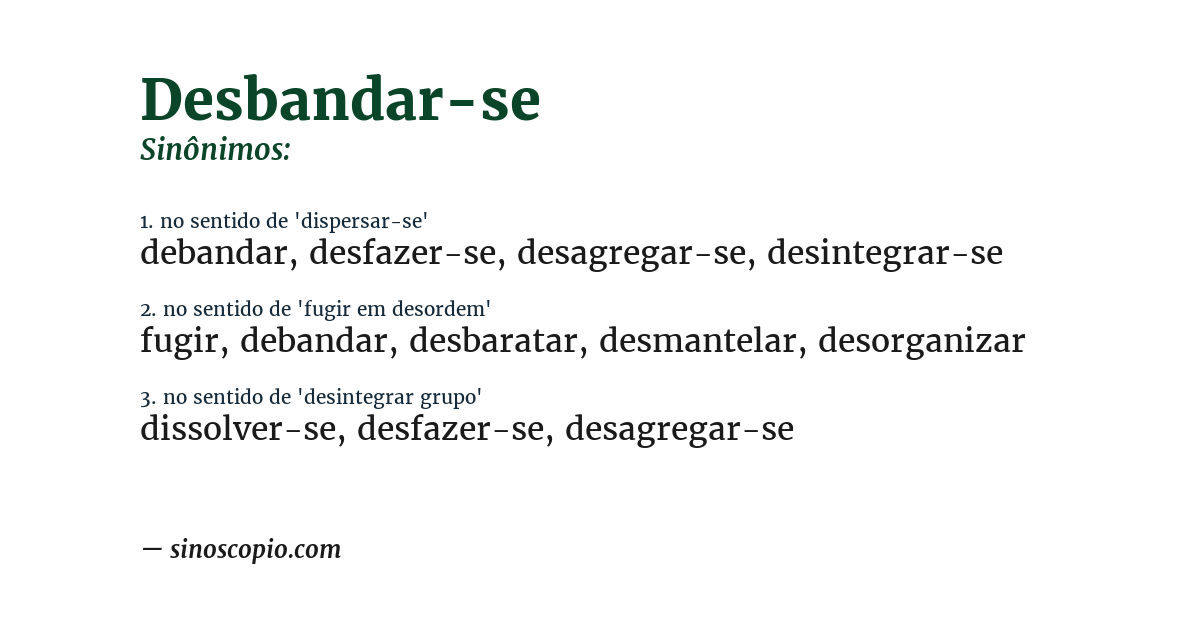 Sinônimo de desbandar-se