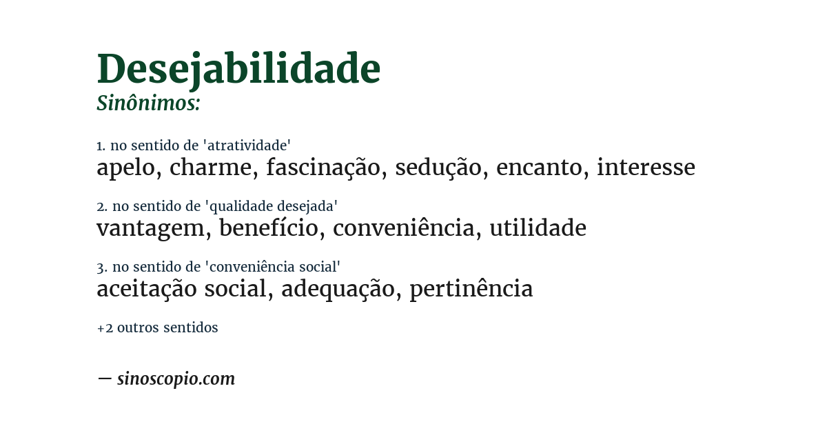 Sinônimo de desejabilidade